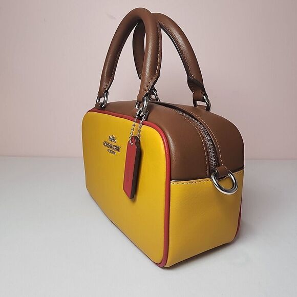 NWT Coach CT883 Satchel Crossbody In Signature Colorblock Yellow Gold - Picture 2 of 8